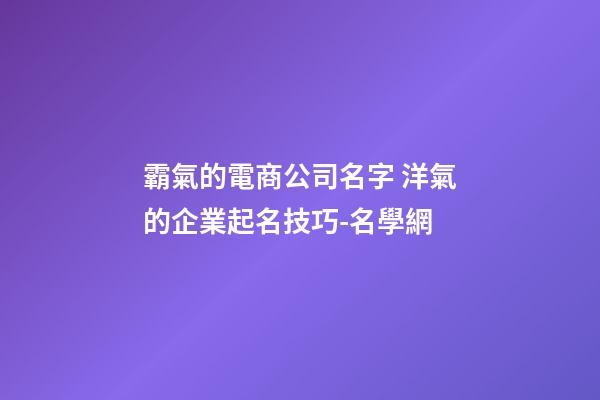 霸氣的電商公司名字 洋氣的企業起名技巧-名學網